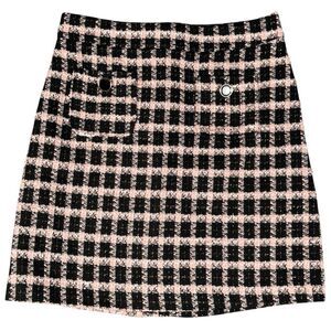 Maison d'Amelie Paris Sz 4 Skirt Black Pink Plaid Check Tweed Pockets Y2K Preppy
